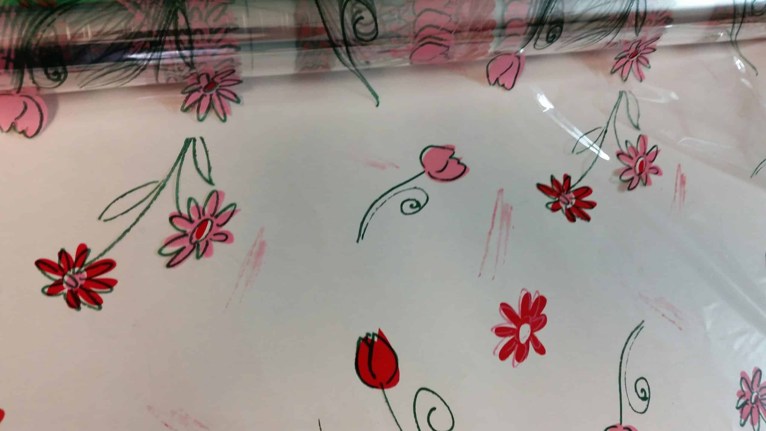 Cellophane Rolls - Designs - Wild Flowers Green Red Pink - Image 2